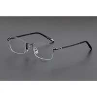 Высококачественная оправа для очков в полуоправе из чистого титана Мужская индивидуальная противотуманная пленка для близорукости и дальнозоркости — изображение 4