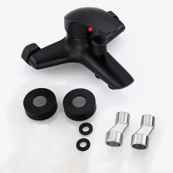 1PC สีดําทองเหลืองห้องน้ําก๊อกน้ําก๊อกน้ําก๊อกน้ําแตะติดผนังห้องน้ําก๊อกน้ําอ่างอาบน้ํา 1