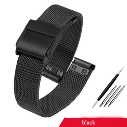 Elegant Milanese Mesh Watch Strap - Silver & Gold Stainless Steel, 13mm/14mm - 14mm (Black)