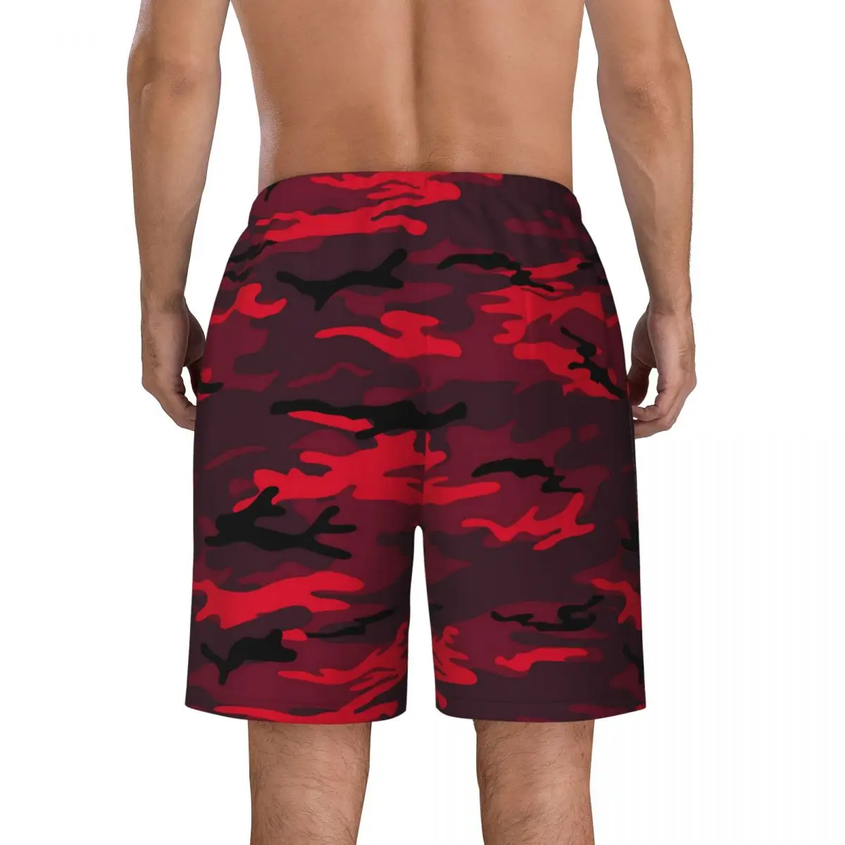 Men Board Shorts Red Camo Casual Swim Trunks Army Camouflage Breathable Sportswear Hot Plus Size Beach Short Pants 2