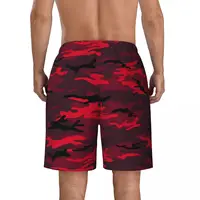 Men Board Shorts Red Camo Casual Swim Trunks Army Camouflage Breathable Sportswear Hot Plus Size Beach Short Pants 2