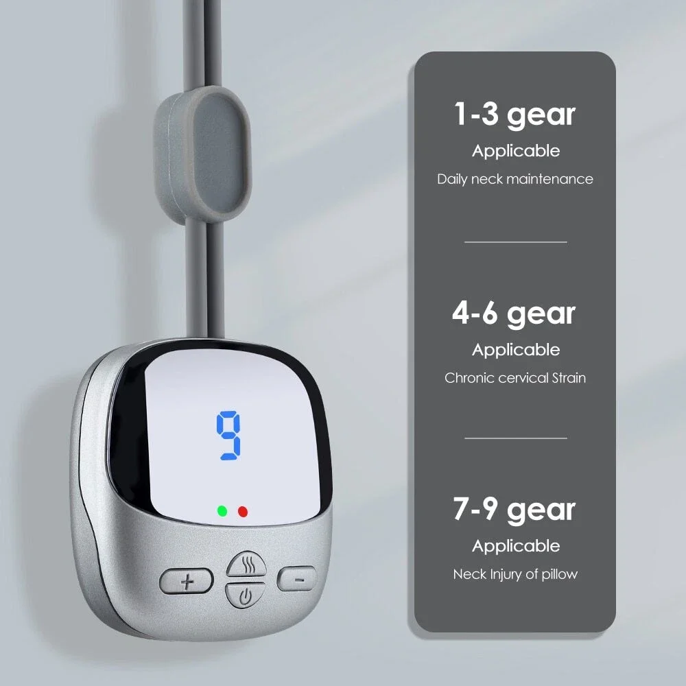 Masajeador Inteligente para Cuello con EMS y TENS Eléctricos, Collar Protector Cervical con Compresa Caliente para Relaj