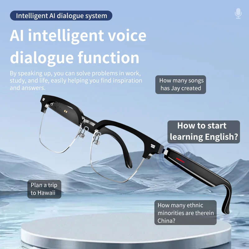 Smart Glasses AI Translator Wireless Bluetooth Call 100+ Language Rreal Time Translate Voice Assistant Smartglasses for Man Girl