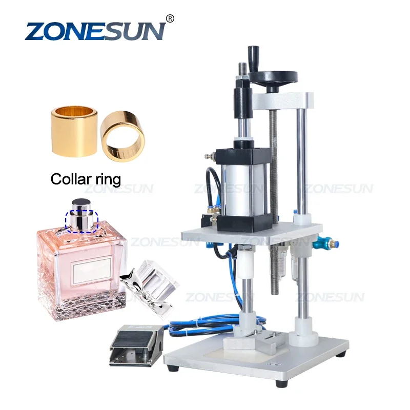 

ZONESUN ZS-GK5 Pneumatic Desktop Perfume Collar Ring Small Bottle Crimping Pressing Machine Perfume Glass Bottle Capping Machine