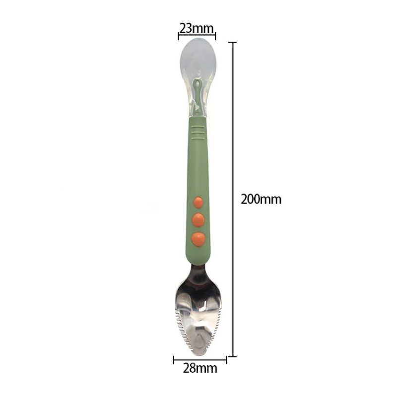 Silicone feeding spoon baby cutlery Baby fruit scraping mud spoon feeding spoon soft silicone baby easy to eat fruit mother and supplies