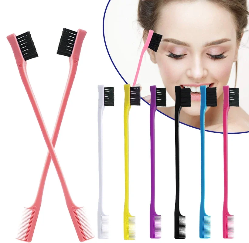 Plastic Anti-Static Double-Sided Hair Control Brush Edge Control Hair Comb Brush Styling Tool Special for Real Wigs 1 plastic hair comb hair brush hair styling tool hair styling comb hair styling brush wig brush