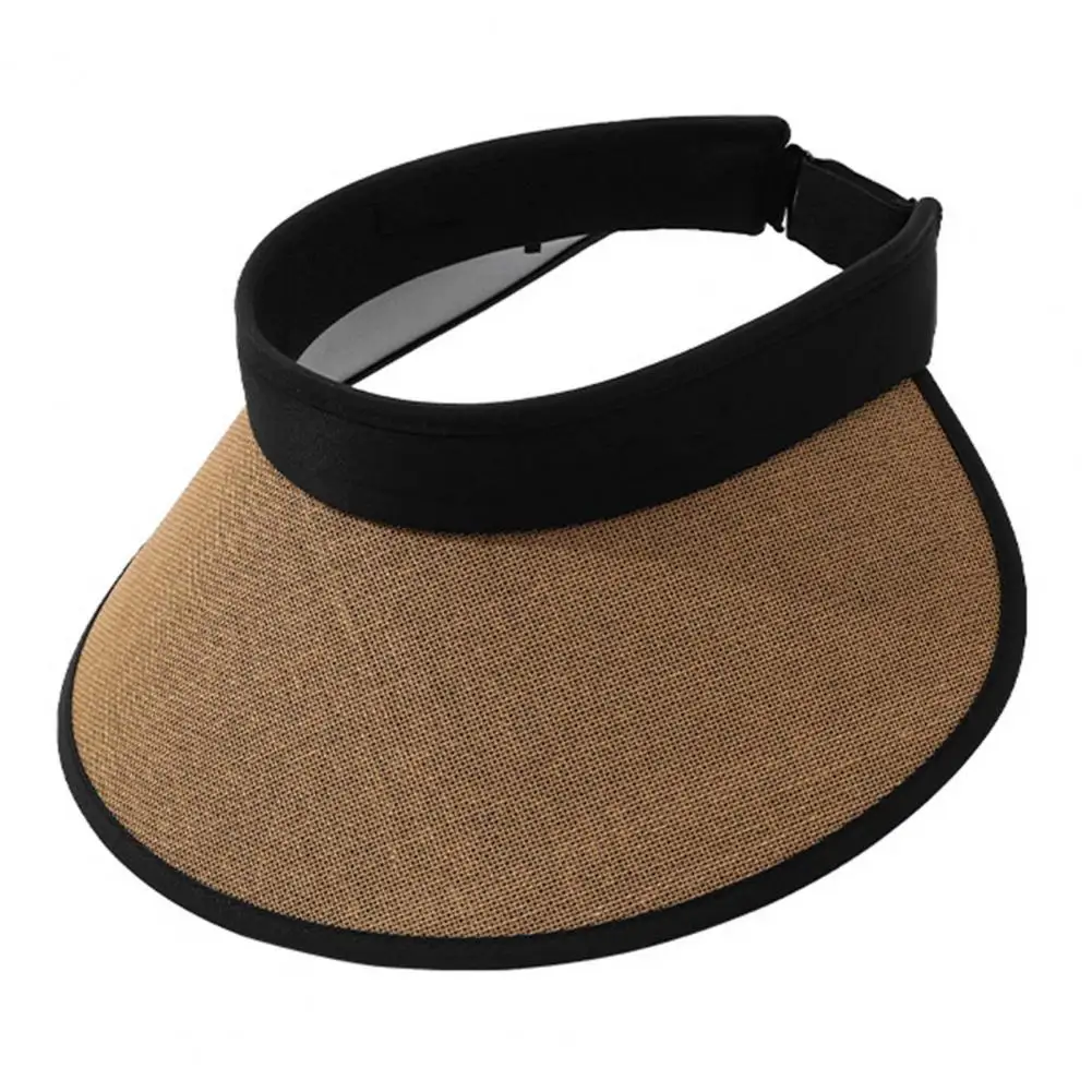 Sun Hat Breathable Empty Top Wrap Type Adjustable Buckle Double Layers Sun proof Foldable Women Wide Brim Straw Visor Hat Ou