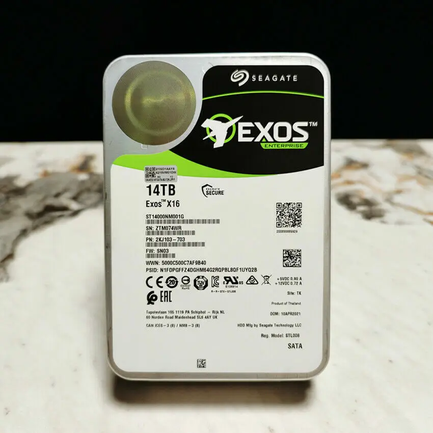 Seagate 14TB HDD Exos X16 ST14000NM001G 14T SATA 6Gb/s 7200RPM 256MB Cache 3.5Inch Enterprise Server PC Hard Disk Drive