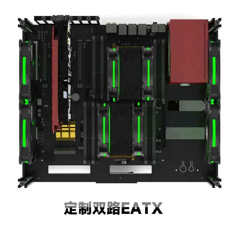 DIY 아크릴 알루미늄 평면 개방형 수냉식 바다 전망룸 컴퓨터 프레임, 듀얼 채널 서버 투명 호스트 박스