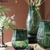 Green Wrinkle Glass Vase Artificial Flowers Decorative Flower Arrangement Desk Decoration Transparent Hydroponics Floral Vases 1