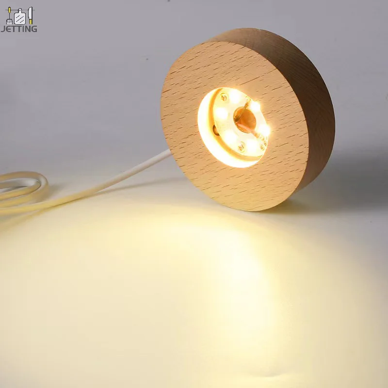 원형 USB 나무 라이트 베이스, LED 조명 회전 디스플레이 스탠드, 램프 베이스, 홈 데코, 직경 6cm, 5V, 1 계량기