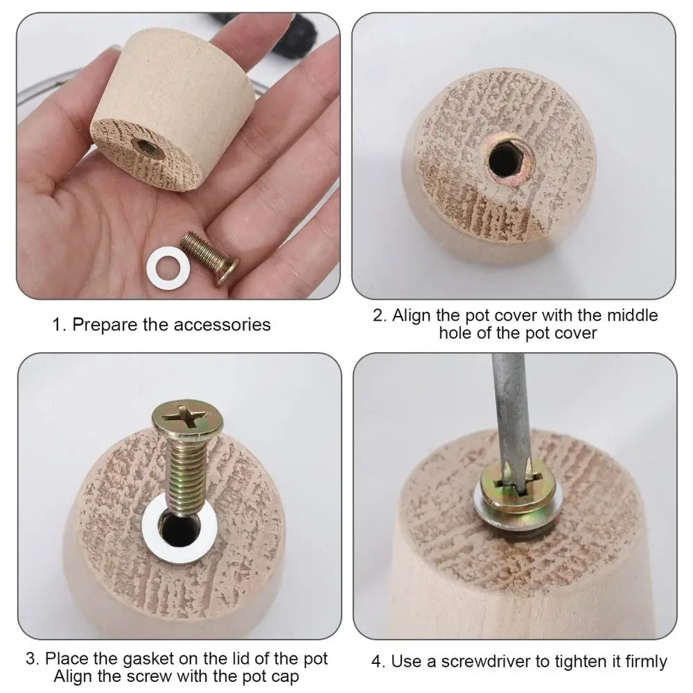 Wooden Insulated Pot Lid Handle Replacement for Kitchen Cookware