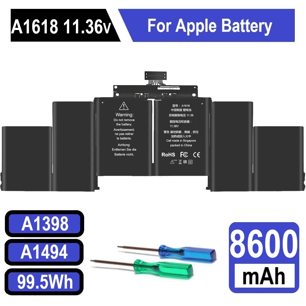 

11.36V 99.5Wh A1618 Battery For Apple MacBook Pro 15" Retina A1398 2015 Year 020-00079 MJLQ2LL/A MJLT2LL/A With Tools