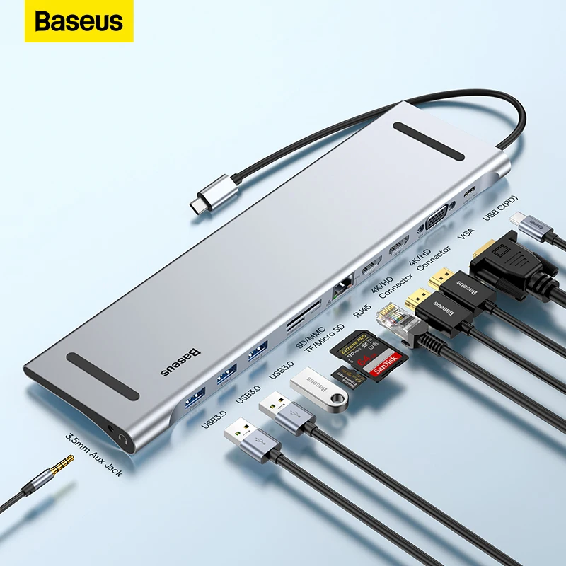 Baseus USB 유형 C 허브 3.0 USB HDMI RJ45 USB 허브 MacBook Pro 액세서리 USB 분배기 멀티 11 포트 유형 c 허브 USB C 허브|USB Hubs| - AliExpress