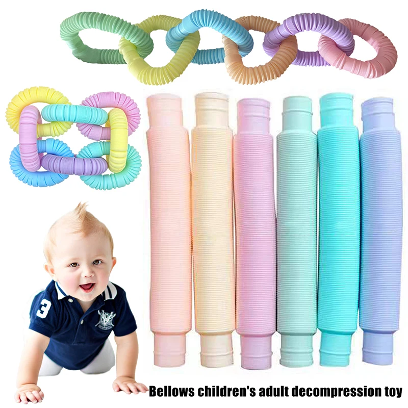 

Luminous Tubes Sensory Toys Stress Relieve Toys Autism Anti Stress Plastic Bellows Children Squeeze Gifts Toy DIY Learning Skill