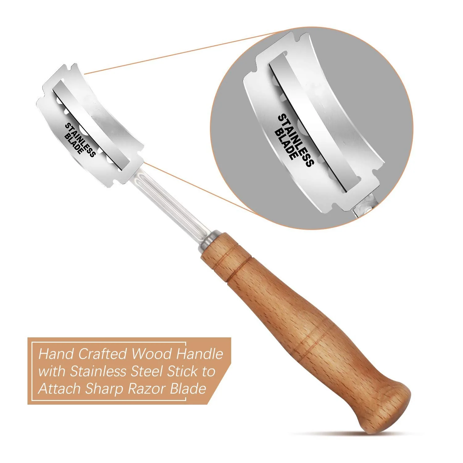 Wooden Handle Sourdough Bread Scoring Lame Bread Slashing Tool With 5Pcs Blades Bakers Lame Dough Scoring Knife Dough carving