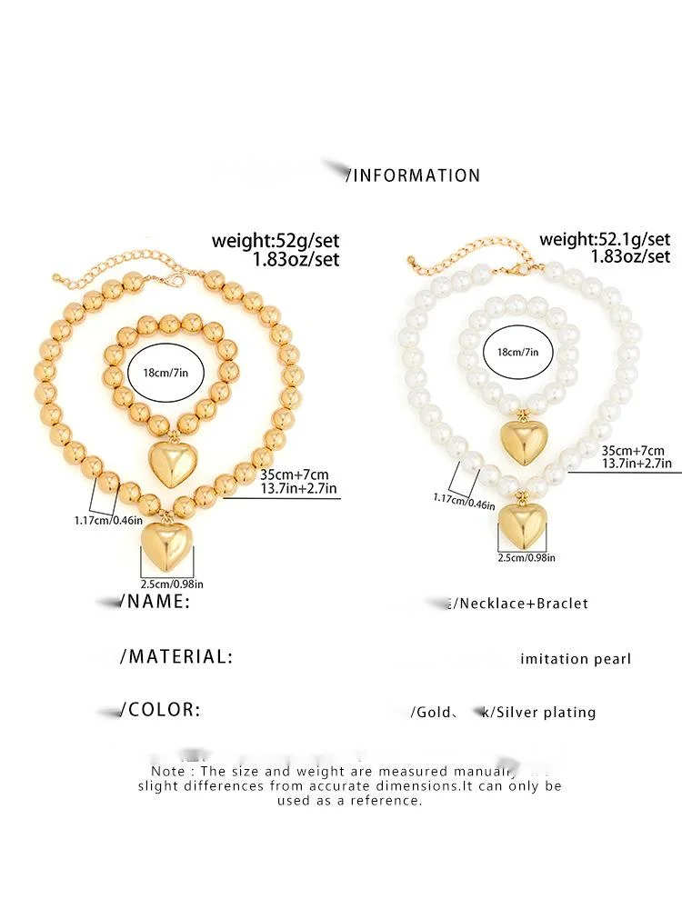 Palla geometrica esagerata per le donne, collana di perle artificiali versatili, collana di perline d'amore più venduta_voghion.com