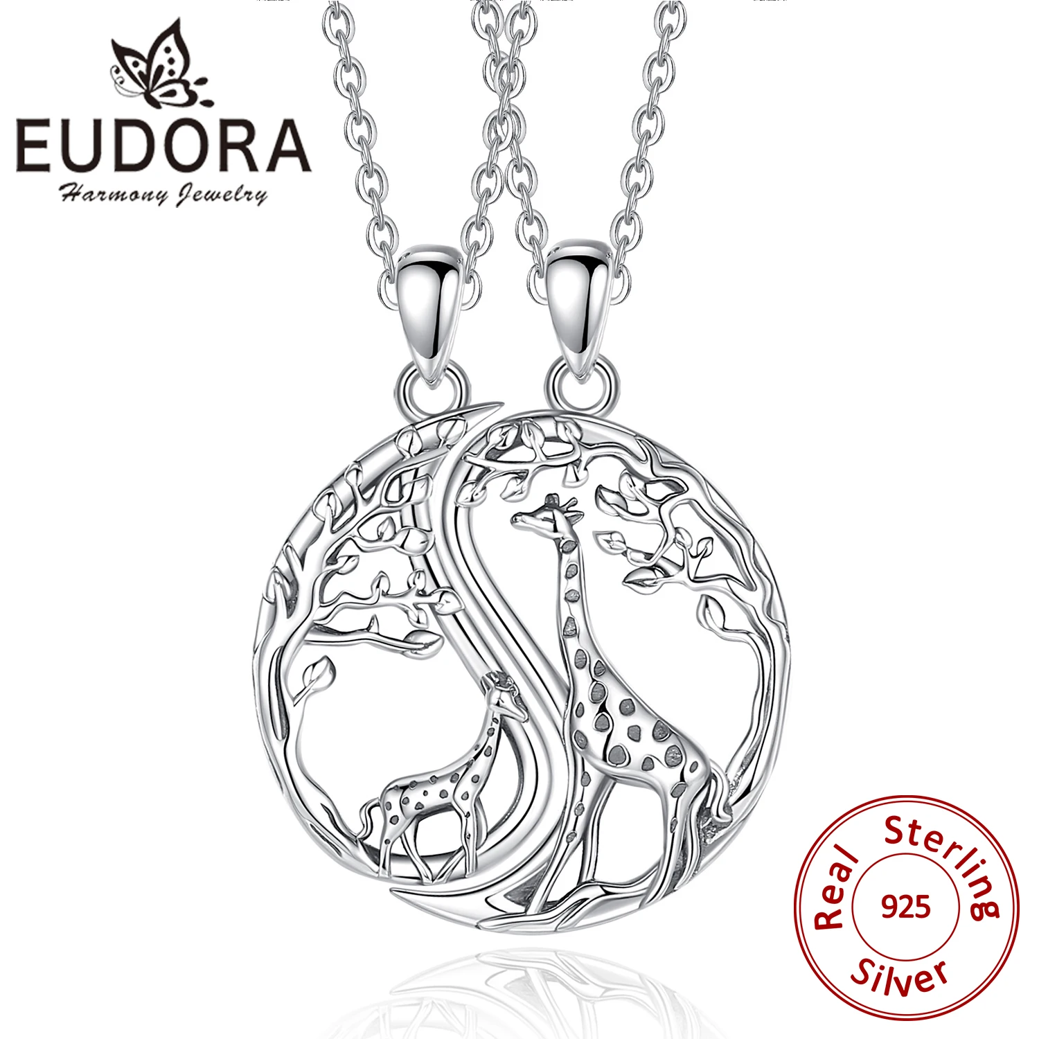 

Eudora 925 Sterling Silver Sister Gifts Sister Necklace for 2 Pcs/ Set Giraffe Pendant Necklaces Friendship Jewelry for Girls