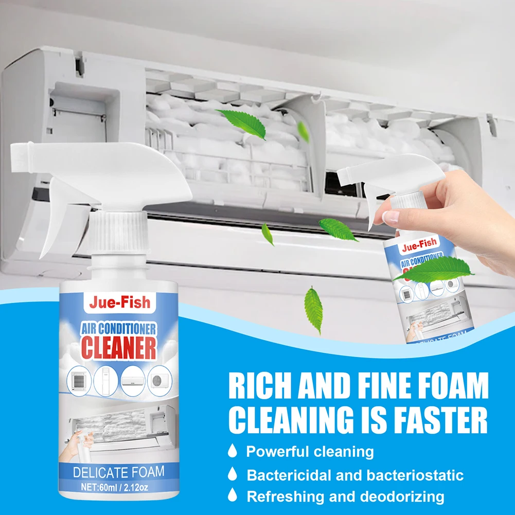 60ml Air Conditioner Cleaner Spray No Rinse Evaporator Air Conditioner Foam Coil Cleaner Strong Decontamination Agent for Car 5