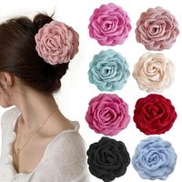 Solid Color Fabric Wers Large Claws For Women New Sweet Shark Clip French Wer Haripins Elegant Hair Accessories