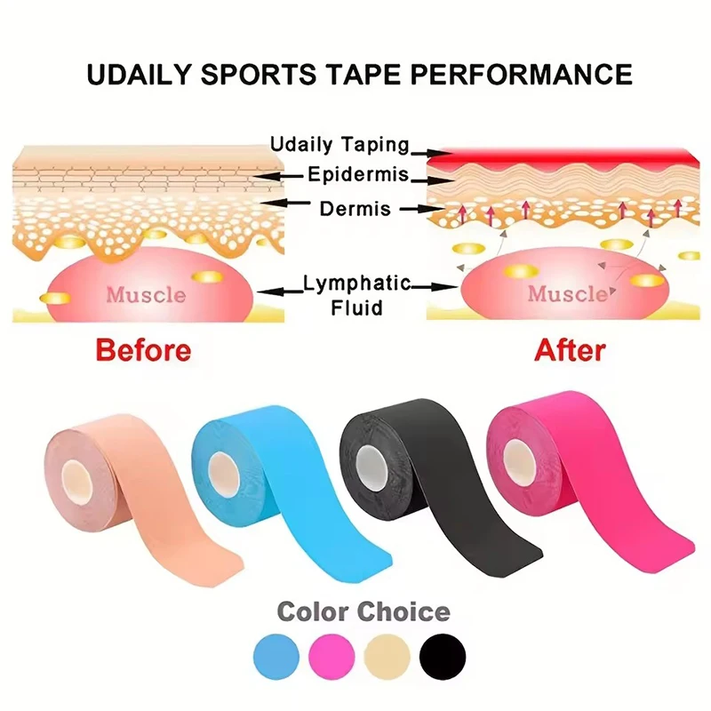 5cm*5m Sports Kinesiology Tape Elastic Bandage Tapes Waterproof For Ankle Wrists Knees Running Football Sport Braces Supports