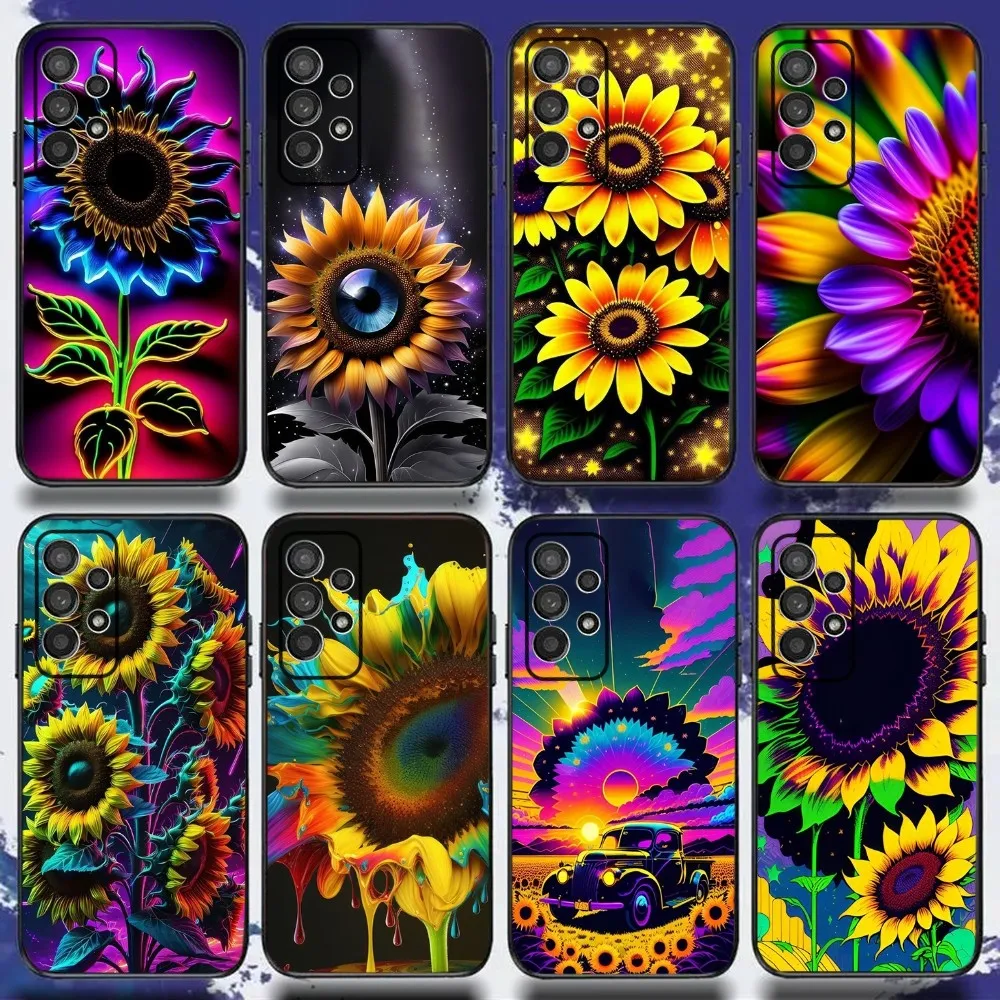 

Beautiful Sunflower Phone Case For Samsung S21,S22,S23,S30,Ultra,S20,Plus,Fe,Lite,Note,10,9,5G Black Soft Cover