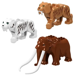 Prehistoric Animals Parts MOC Building Blocks City Pet Bricks Accessories Kits Ice Age Mammoth Saber-Toothed Tiger Toys Ornament