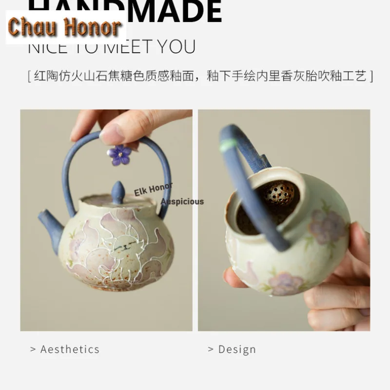 Pure Hand-painted Nine-tailed Fairy Fox Tea Set Complete Set Ancient Tea Ceremony Set Teapot And Tea Cup Set Tea Tray Teaware