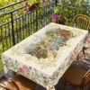 1 Piece of Easter Bunny Flower Print Round Tablecloth, 5 Sizes Available, Easter Bunny Flower Print Square Tablecloth, Edge Embossing Process, Wedding Decoration, Easter Spring Garden Tablecloth Decoration, Tablecloth for Daily Home Kitchen, Terrace, Easter Decoration 2