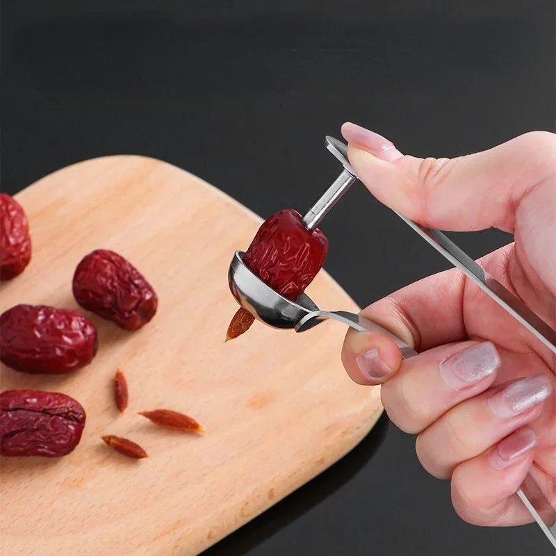 Multifunctional Stainless Steel Jujube Pitting Device Cherry Hand-pressing Core Remover Household Enucleator Kitchen Baking Tool