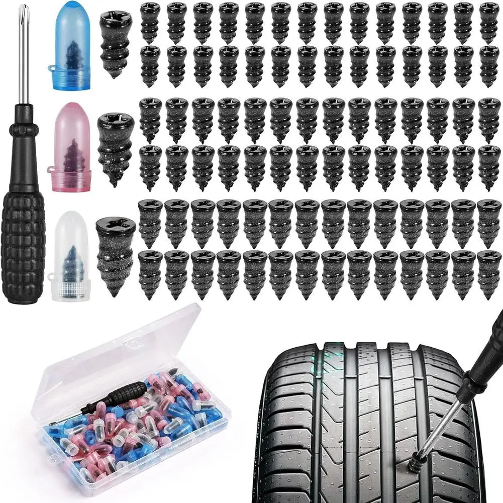 100pcs Tire Repair Screw with ScrewdriverFor Car Motorcycle Truck Universal Vacuum Tyre Repair Nails Tire set Car Accessories