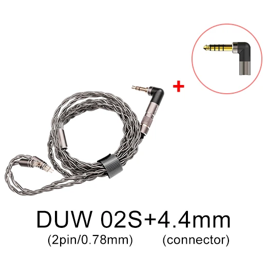 DUNU DUW-02S 0.78/2pin + 交換用4.4mmバランスプラグ DUNU DUW-02」 交換式プラグ採用、ハイグレードな銀メッキOCC
