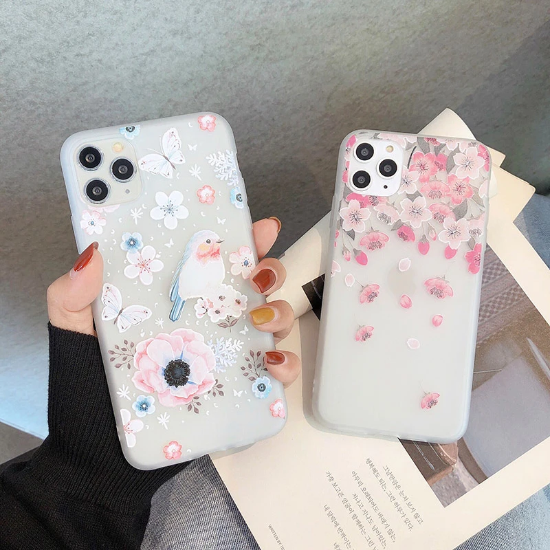 

Flower Silicone Phone Case For iPhone 14 Pro Max Case Iphone 11 12 13 Pro Max 13 Mini Fundas XR 7 8 6 14 Plus X XS Max SE Cover