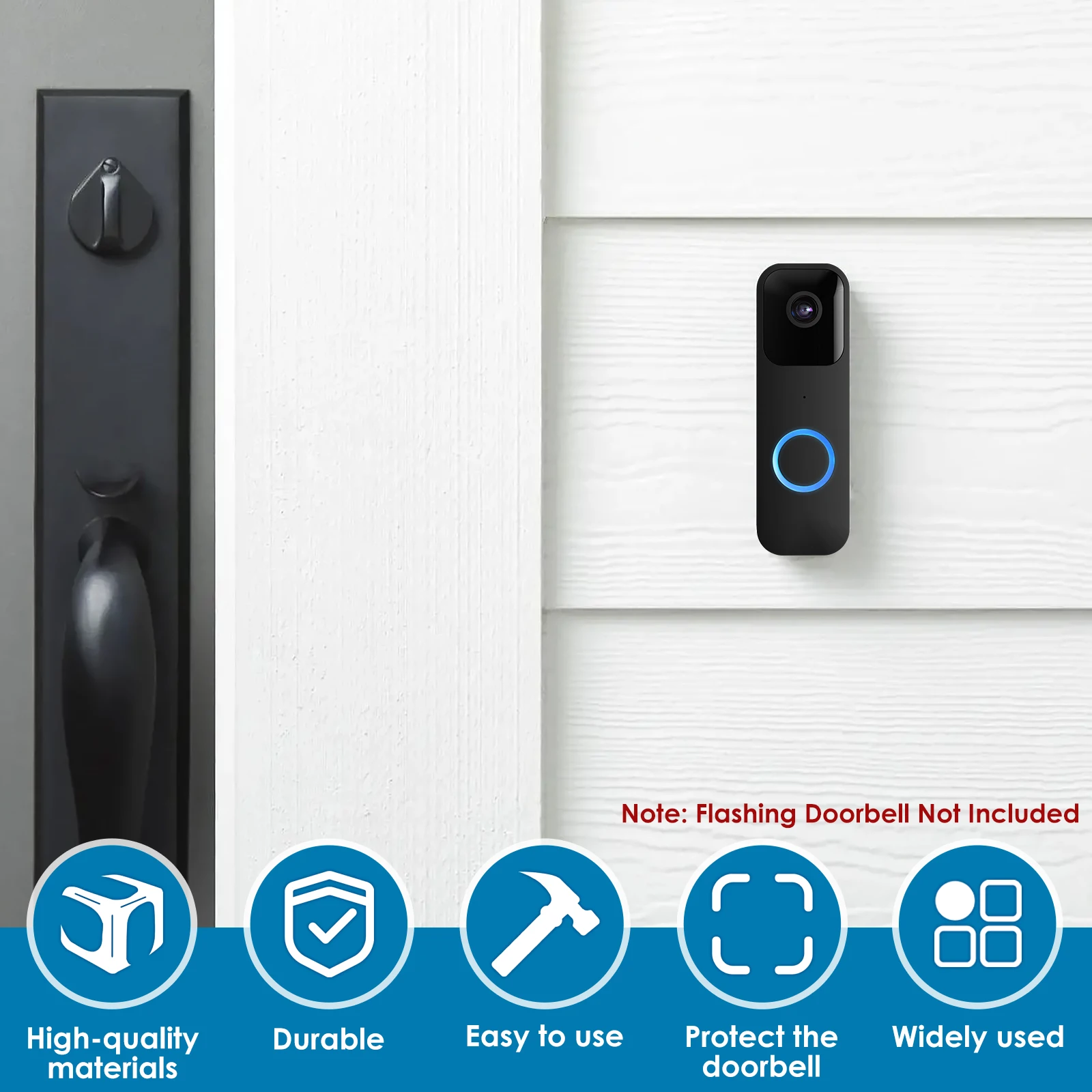2Pc Doorbell Backplate Set Plastic Doorbell Mounting Bracket w/ Screws Safe Camera Door Mount Not Block Sensor