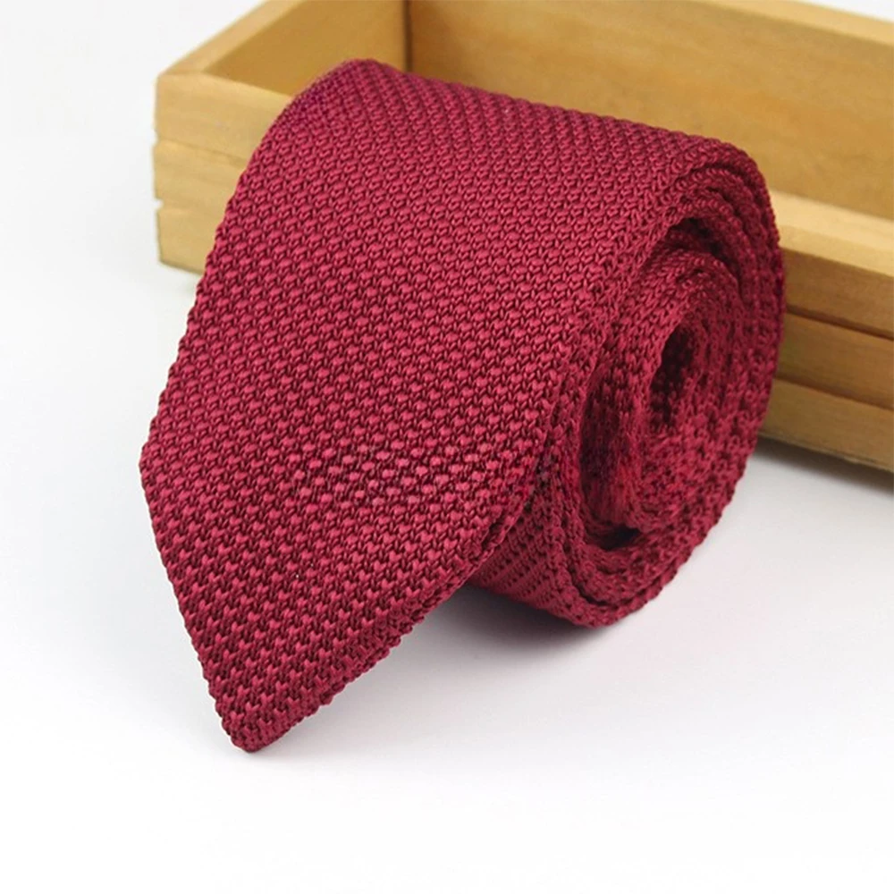Gradient Knitted Tie - Mens Solid Color Slim Necktie