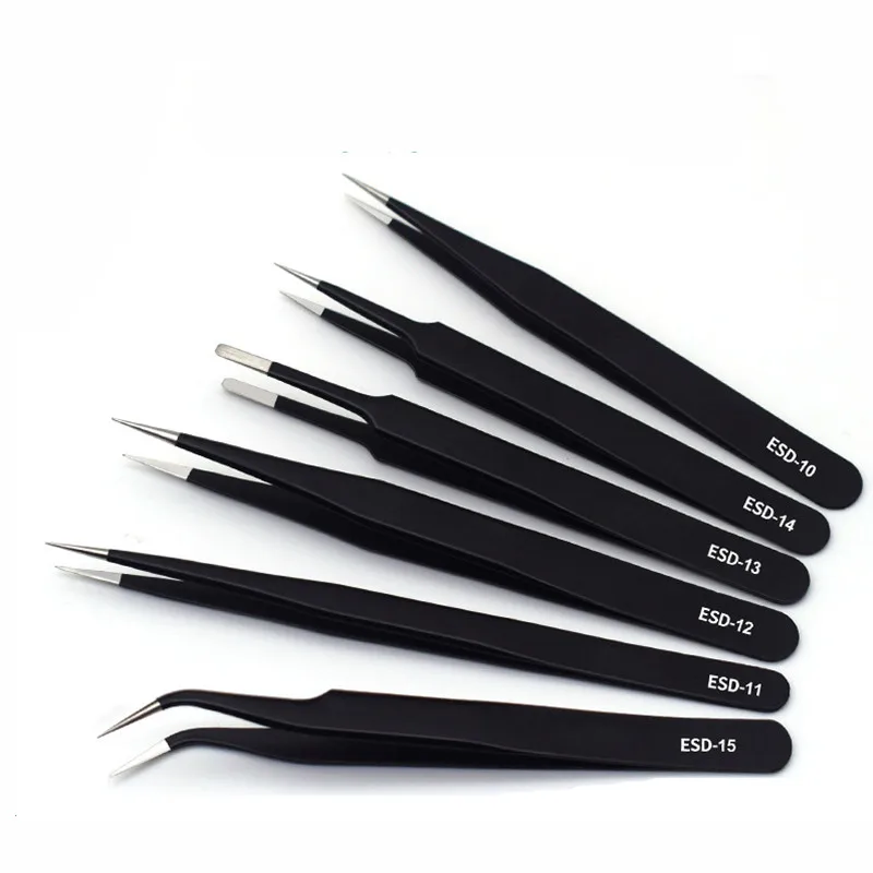 

Anti-Static Stainless Steel Tweezers Precision Maintenance Industrial Repair Curved Tool Home Working Model Making Hand Tool