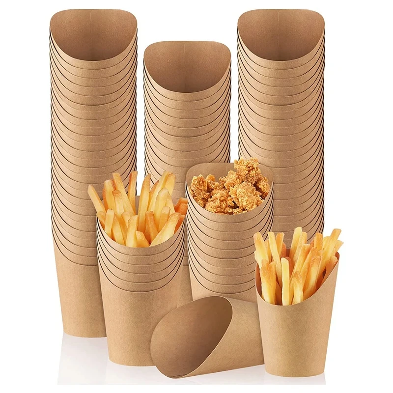 50PCS-Disposable-French-Fry-Cups-Kraft-Paper-French-Fry-Rack-Restaurant ...