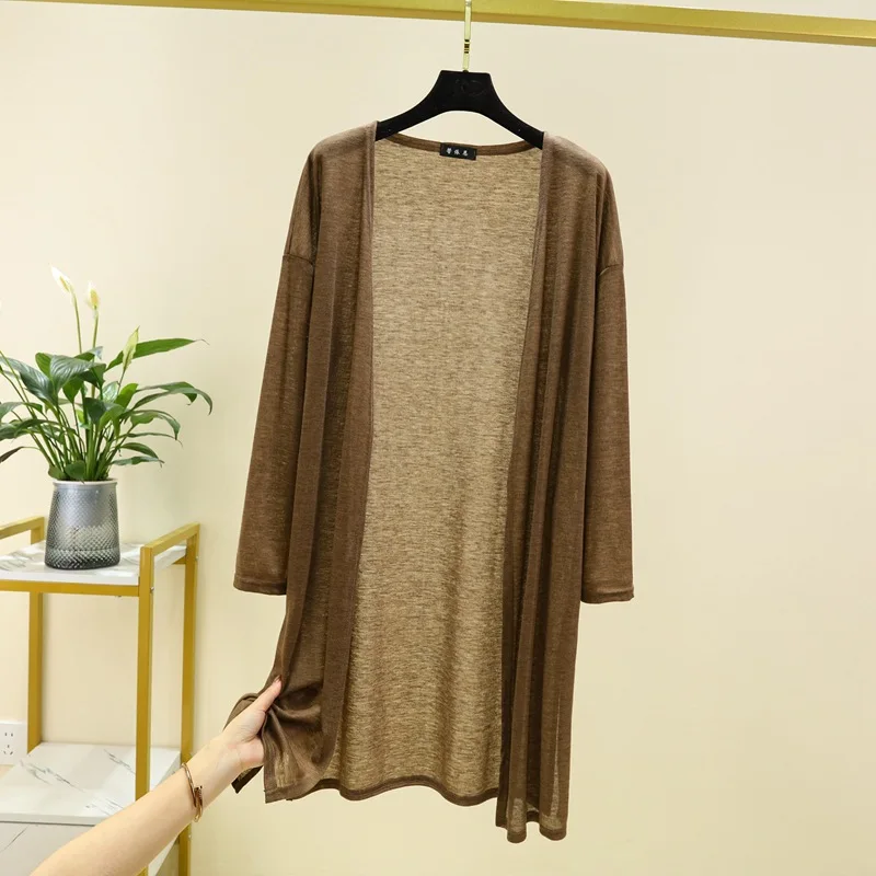 봄 여름 여성용 얇은 카디건 긴 소매 셔츠 자외선 차단 의류 플러스 사이즈 루즈 에어 컨디셔닝 커버 업 탑