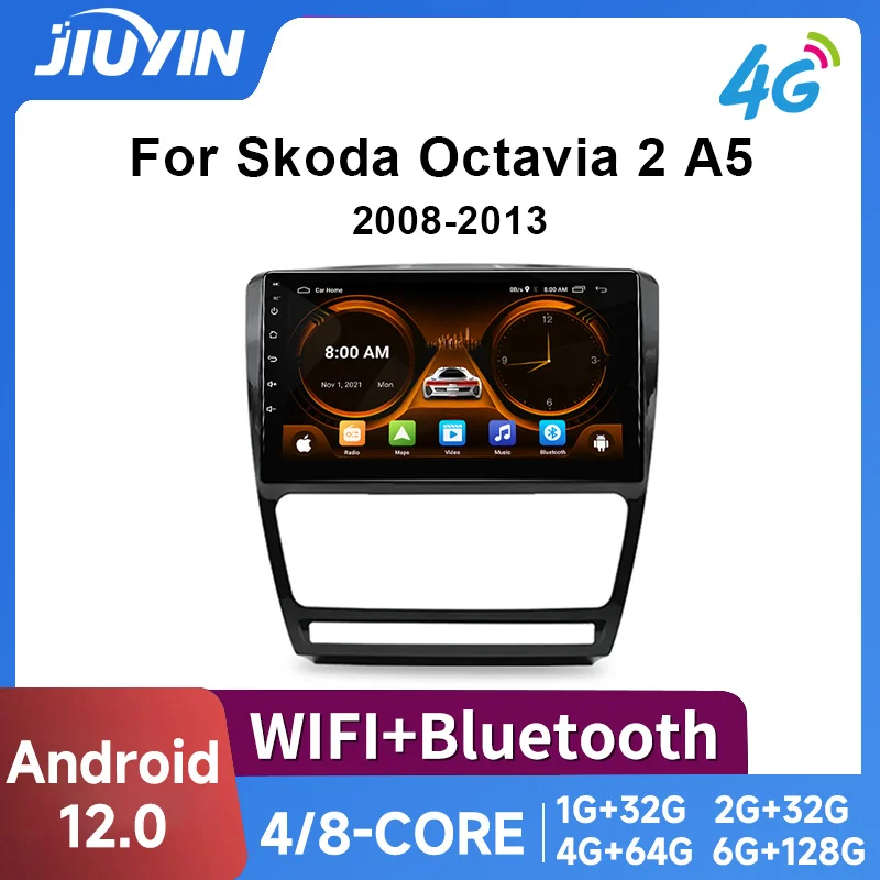 

JIUYIN Android12 Car Radio for Skoda Octavia 2 A5 2004-2013 Multimedia Video Player Navigation 2Din Stereo DVD Carplay Head Unit