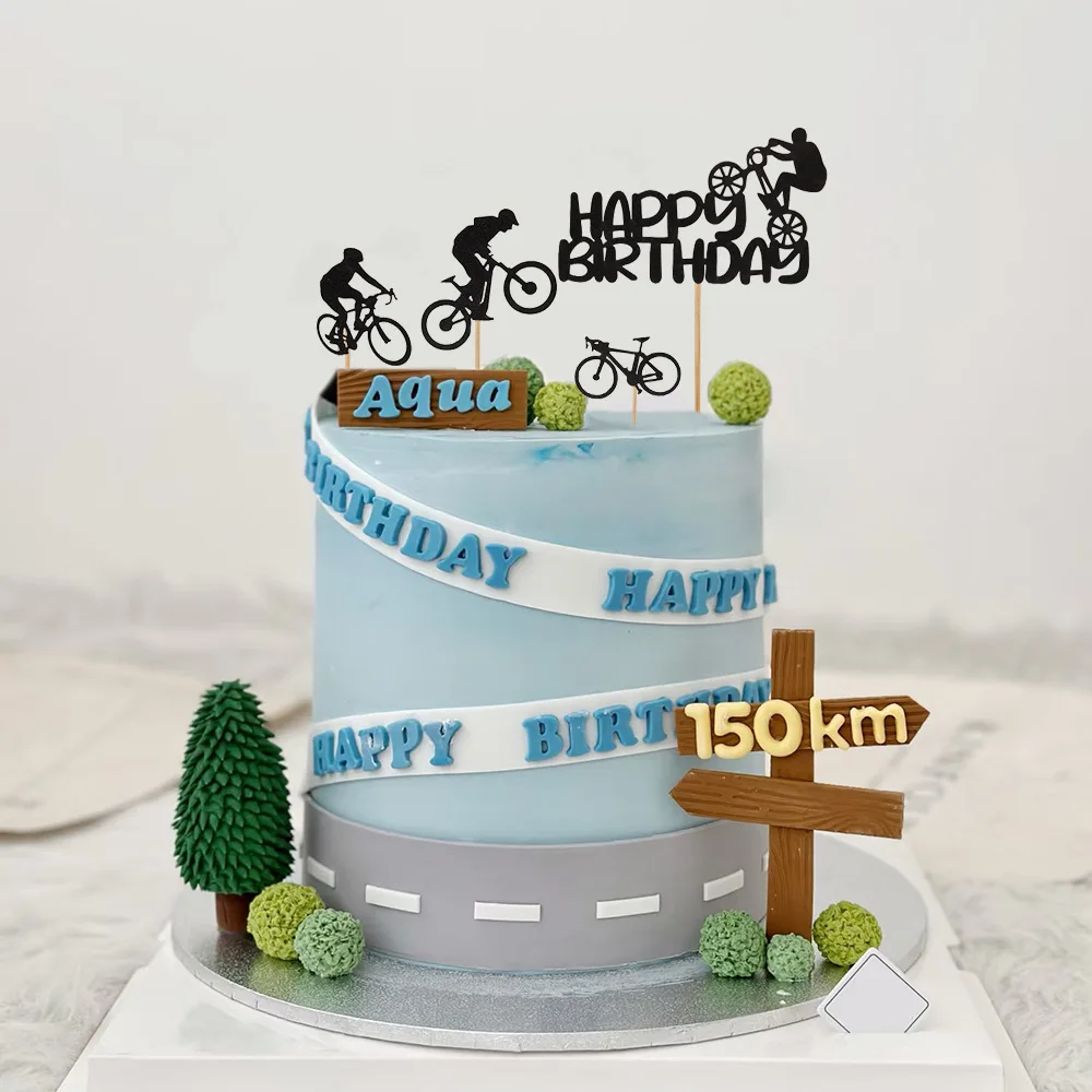 Mountain Bike Happy Birthday Cake Topper Sports Them Party Baby