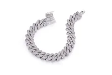 

Pirmiana 14mm Width S925 Silver Setting Iced Out Moissanite Diamond Cuban Link Chain Miami Hip Hop Bracelet For Men