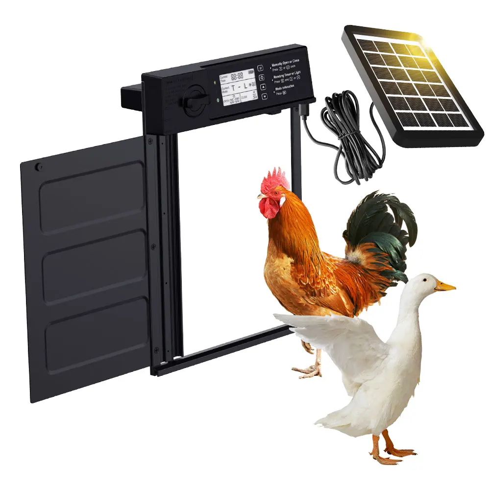 Solar Powered Automatic Chicken Coop Door Aluminum Material Light Sensor  And Timer Included Power off Emergency Mode - AliExpress, image size:1000x1000