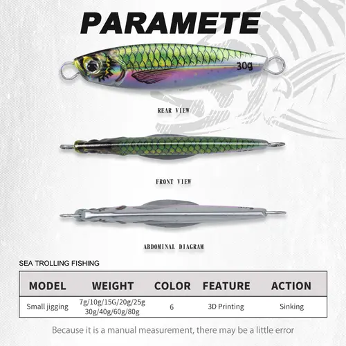 Hunthouse Metal Jig Fishing Lure Sinking Slow Jigging 7g-80g Casting Hard Bait Saltwater Artificial Pike SeaBass Fish Tackle - Image 2