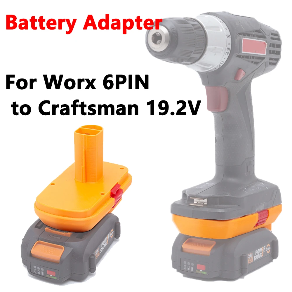 Adapter For Worx 6PIN Li-ion Battery Converter WA3520 WA3525 WA3575 WA3578 to Craftsman 19.2V Nickel Battery Tool battery adapter for worx 20v 6pin li ion batteries to craftsman 19 2v nickel tool battery converter power tool accessories