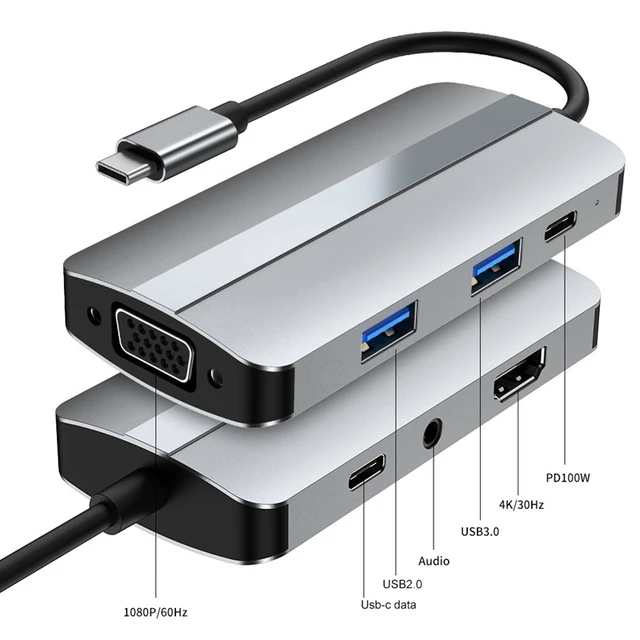 USB C Hub 7 in 1 Type C to HDMI-Compatible 4K USB-C USB 3.0 Hub Dock for  Pro Dell HP Lenovo Samsung Laptop 5