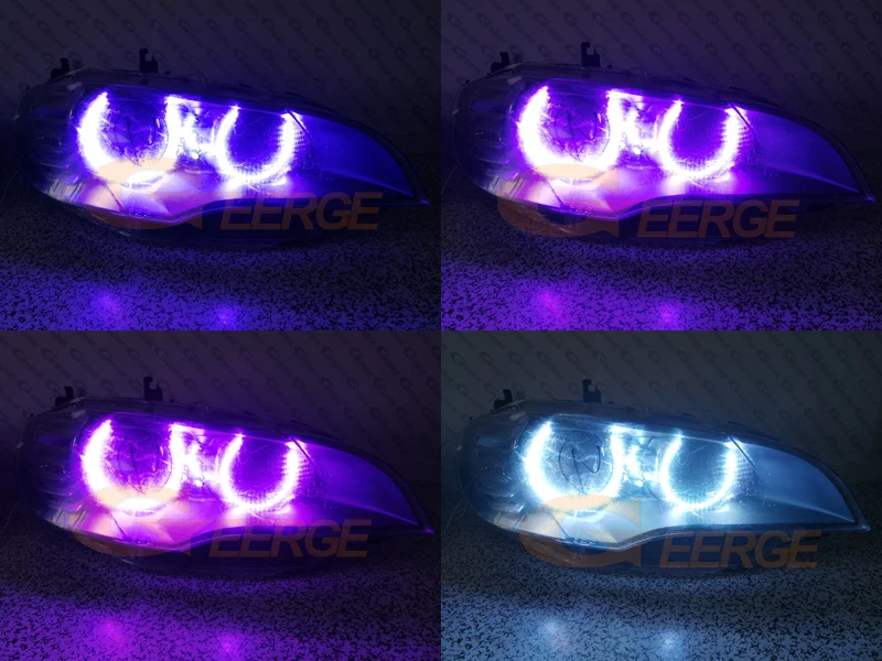 BMW X6 E71 E72 2008-2014용 데이라이트 블루투스 앱 다채로운 색상의 초고휘도 RGB LED 엔젤아이즈 헤일로 링
