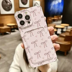 Charming Bow Heart Cherry Design Card Holder Phone Case with INS Cover - Samsung S23 Plus (S27750)