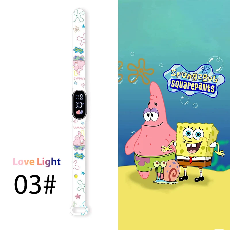 Cartoon SpongeBob Children Watches LED Square Anime Kids Watch Toy Touch Bracelet Waterproof Electronic intelligent Clock Gift 5