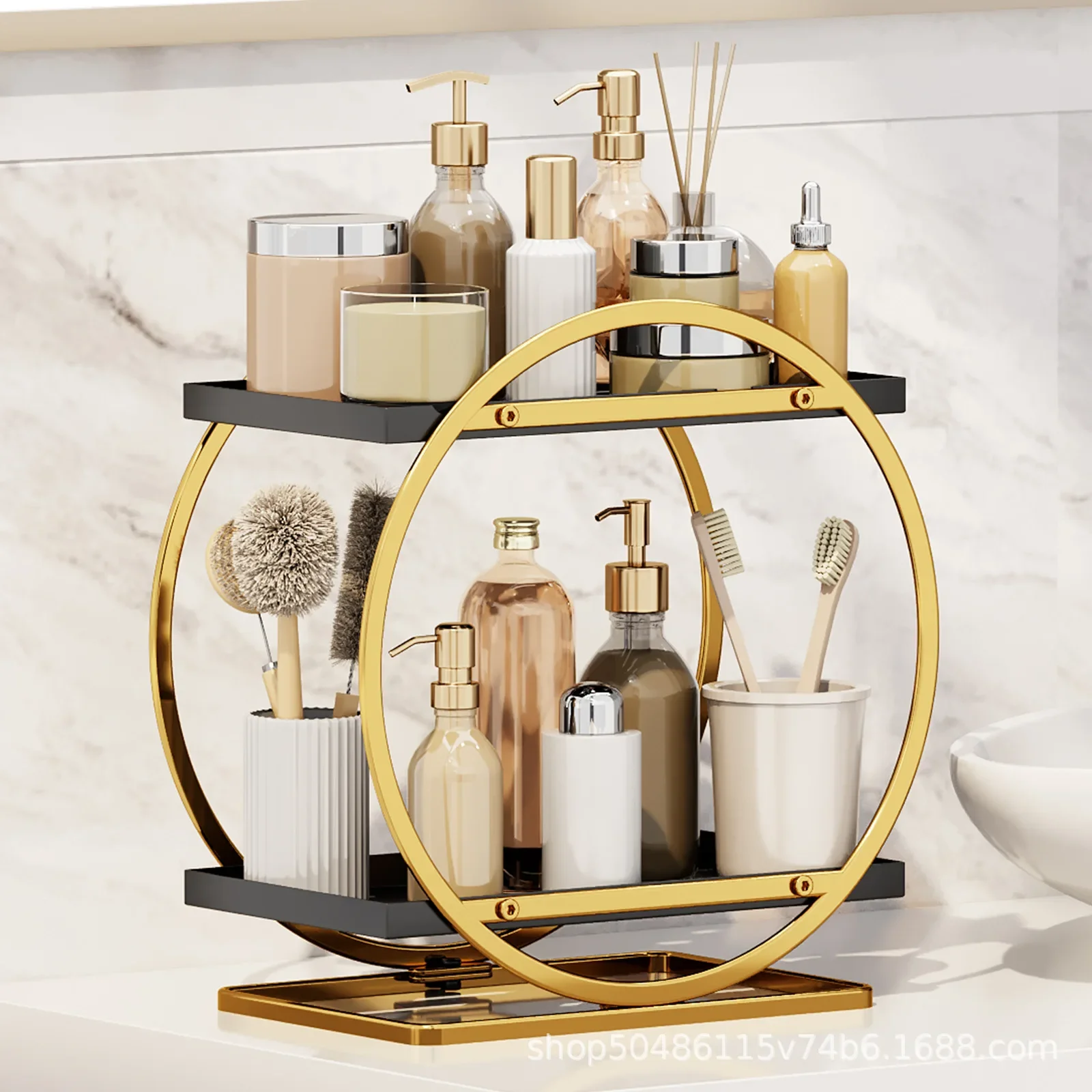 

2 Tier Makeup Organizer Shelf Multifunctional Perfume Organizer Rack Simple Utility Home Bathroom Storage Supplies
