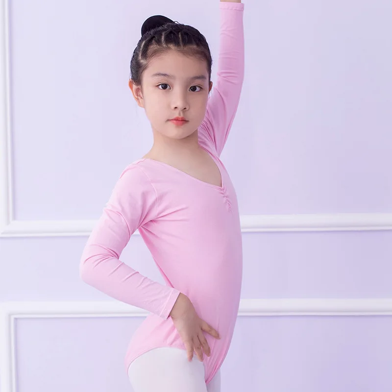 

Girls Kids Ballet Leotards Dance Wear Soft Cotton Long Sleeved Gymnastics Tops Bodysuit Dancewear Dance Practice Clothes Toddler